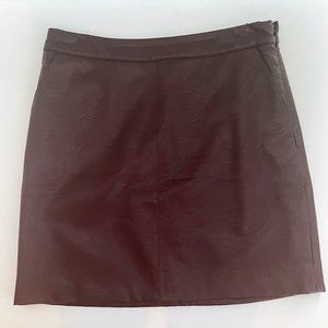 Topshop Burgundy Leather Pencil Skirt